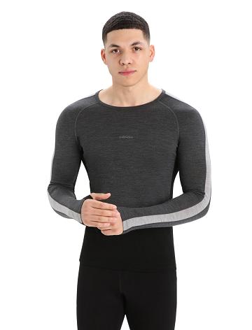 Base Layers Icebreaker 200 ZoneKnit™ Merino Long Sleeve Crewe Męskie Czarne | PL 1620ILHS